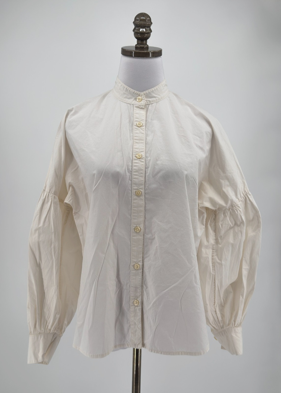 No.6 Store Ivory Cotton Balloon Sleeve Band Collar Long Sleeve Top Sz 2